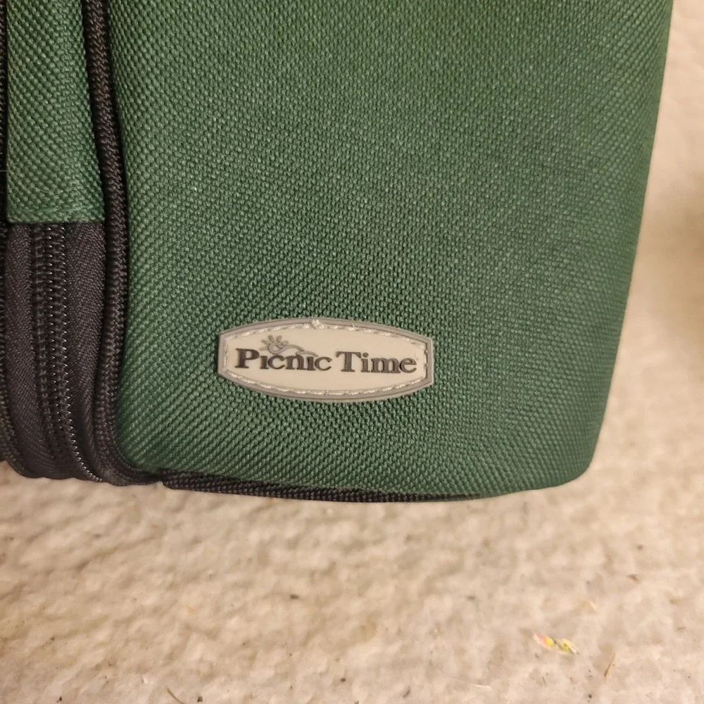Picnic Time Estate Wine Tote Unisex OS Green NEW Insulated 2 Bottle Carrier Bag